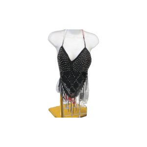 Women's Black Halter Top With Studs