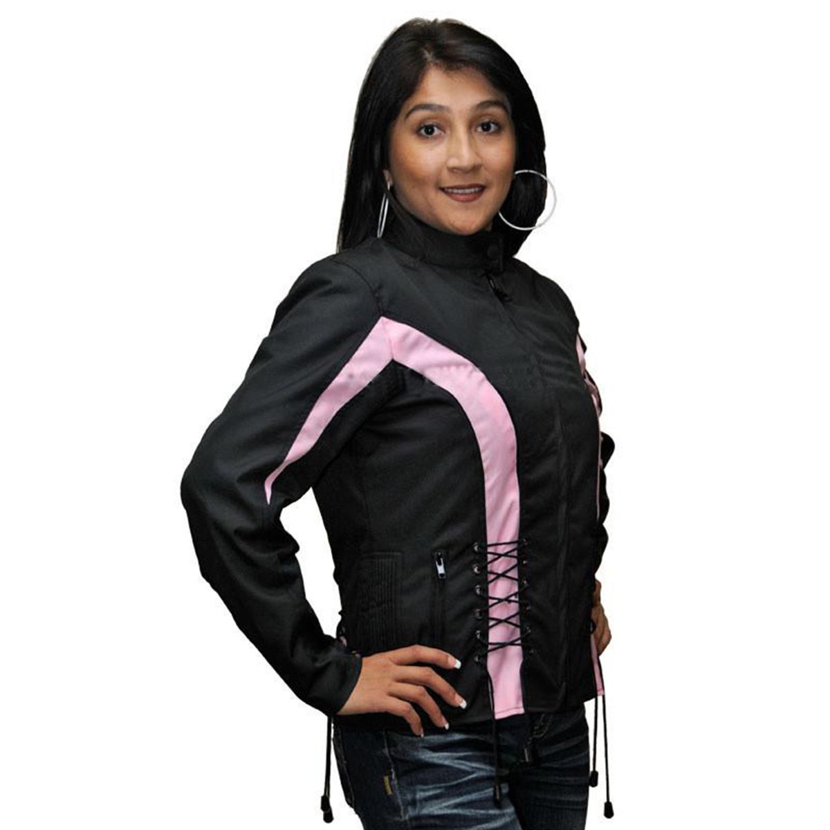 Ladies Textile Crystal Jacket - Black with Purple Accents