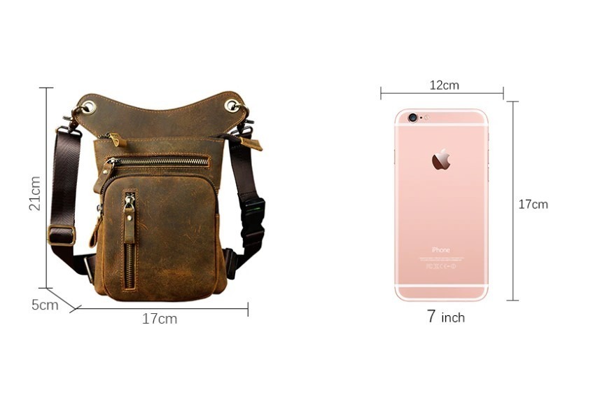 Leather Men's Waist Belt Pack size