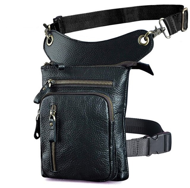 Leather Men's Waist Belt Pack Black