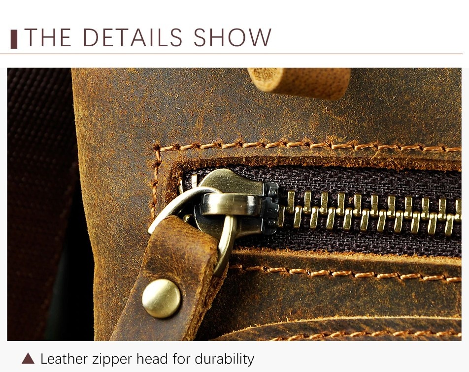 Leather Men's Waist Belt Pack zipper