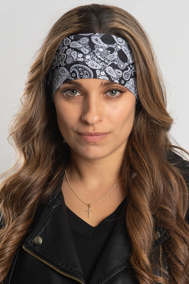 Black Skull Paisley Headband