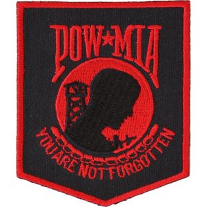 POW MIA Patch in Black and Red