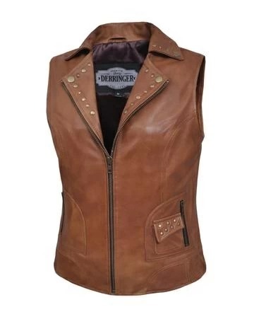 Women's Brown Lambskin Leather Vest