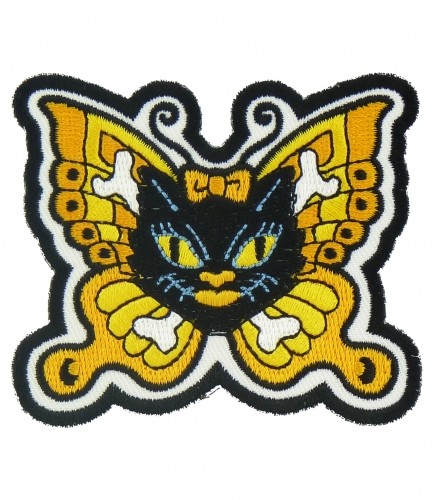 Black Cat With Butterfly Wings Patch