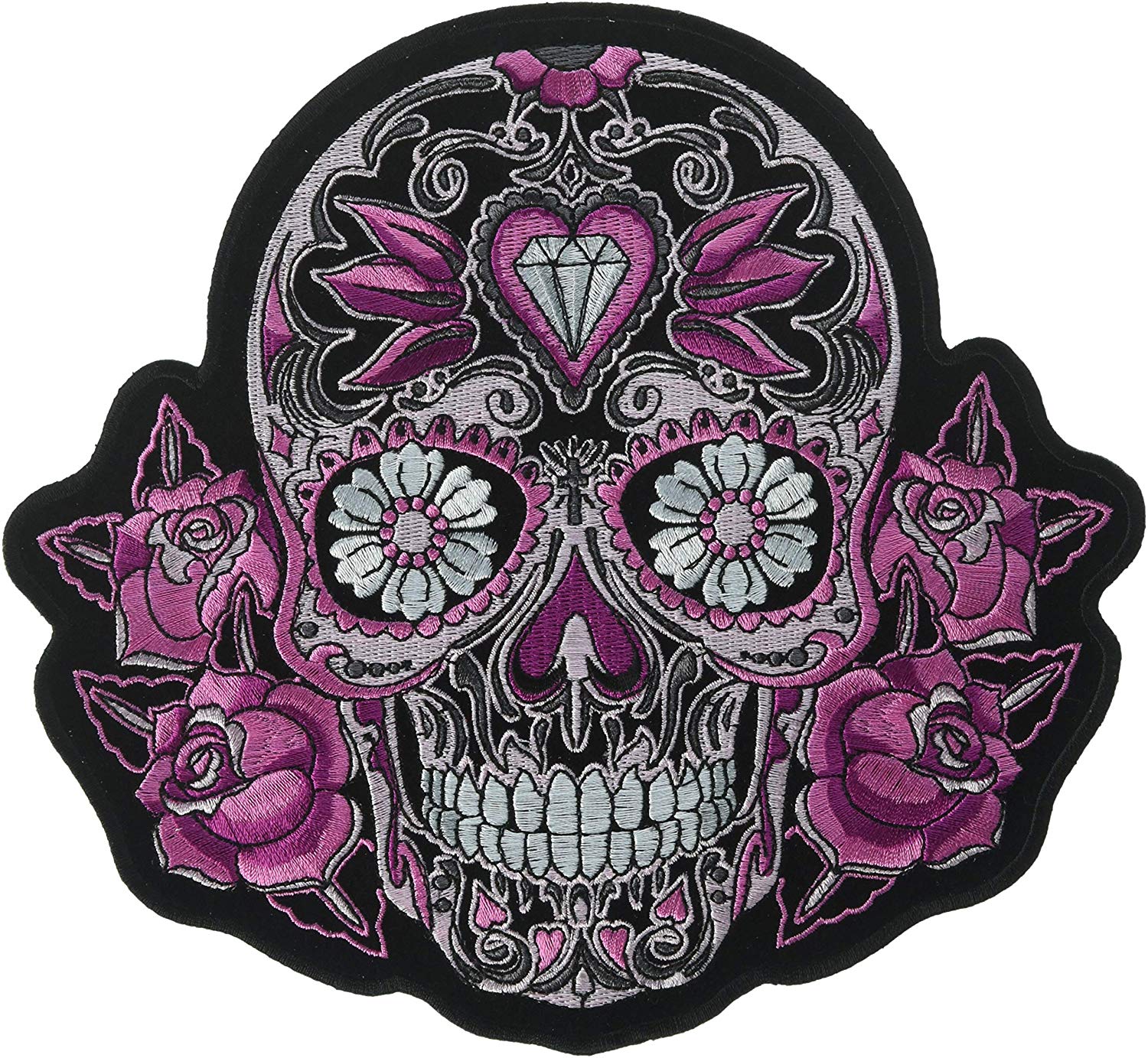 Pink Roses Sugar Skull Patch