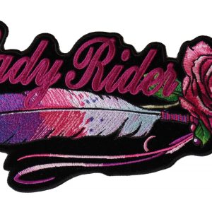 Lady Rider Pink Rose & Purple Feather Patch
