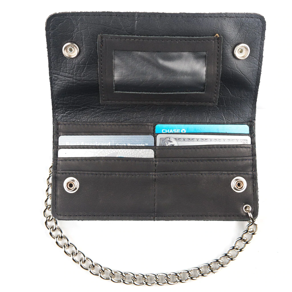 Black Biker Wallet with Chain
