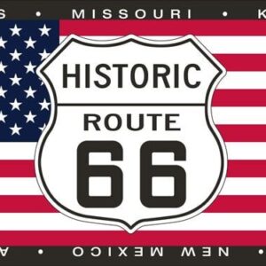 Route 66 Flag State Border License Plate