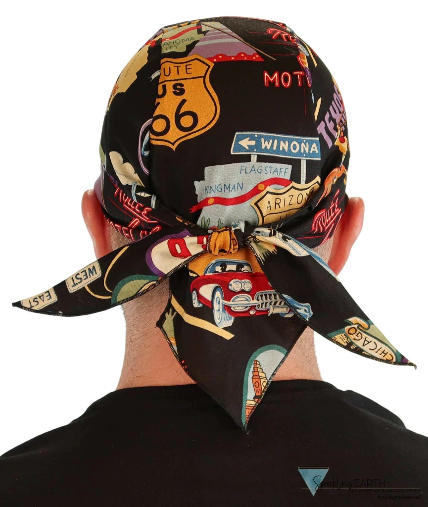 Classic Route 66 Black Skull Cap