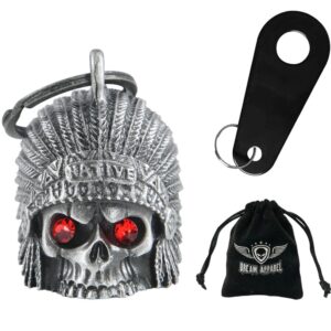 Red Eyed Native Skull Motorcycle Bell 