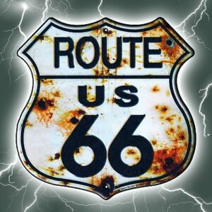 Route 66 Shield with Lightning Magnet 