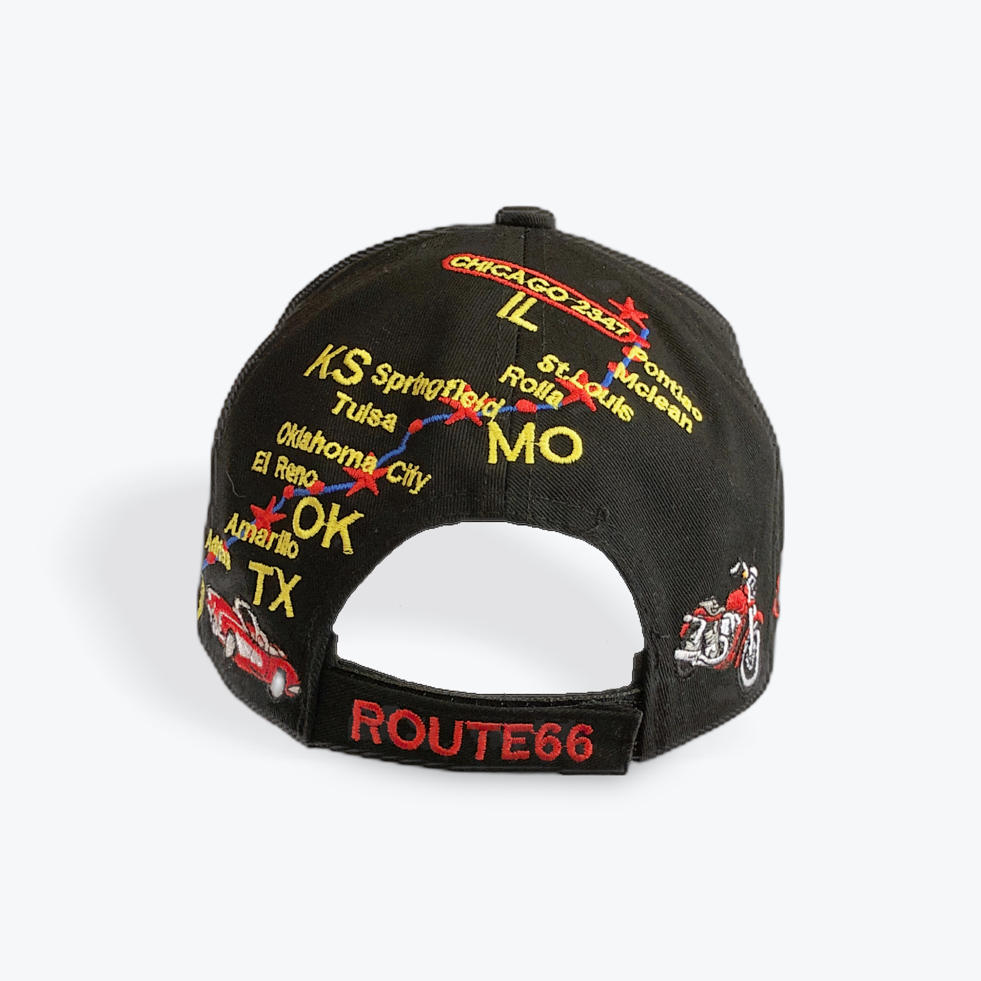 Embroidered Route 66 Map Cap