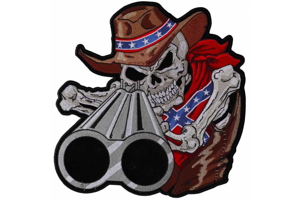 Rebel Cowboy Skull with Shotgun Patch