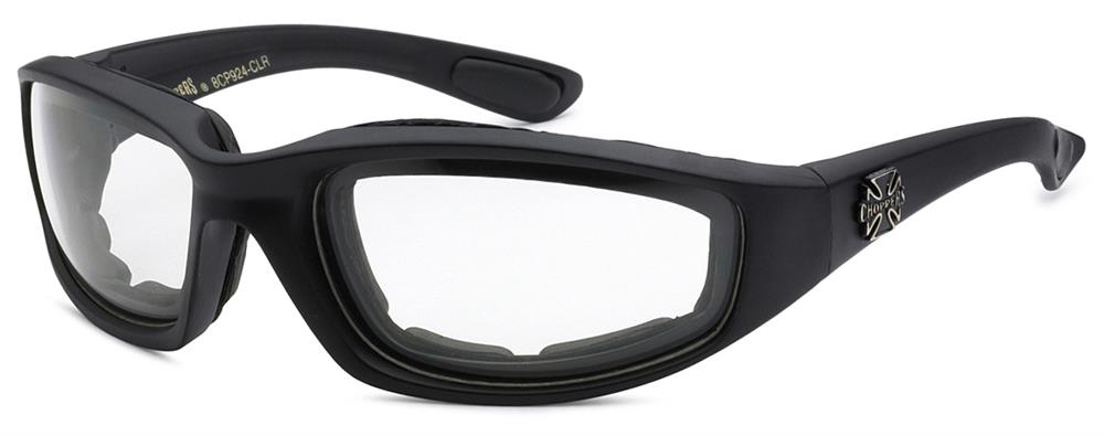 Choppers Foam Padded Sunglasses - Black Frames, Clear Lenses