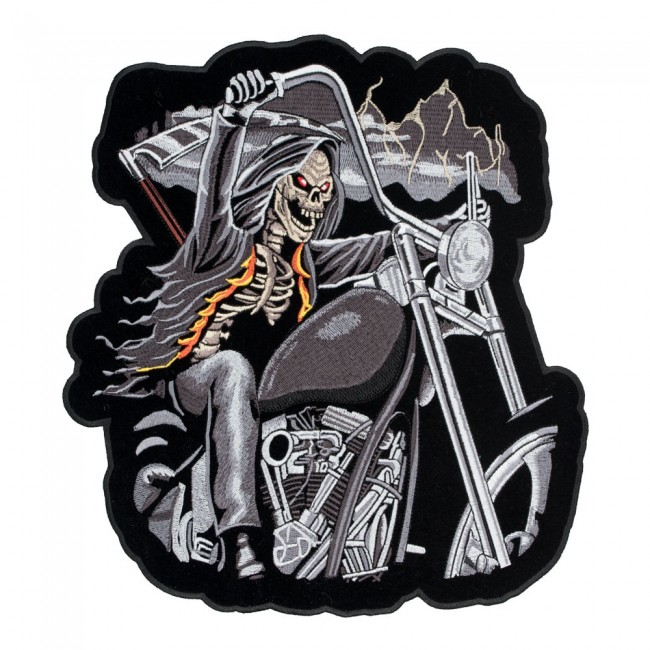 Grim Reaper On A Motorcycle Patch