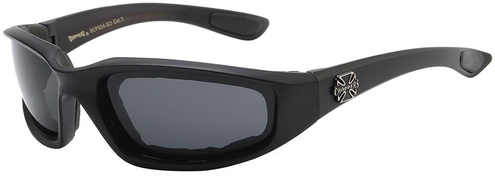 Choppers Foam Padded Sunglasses - Black Frames & Smoke Lenses