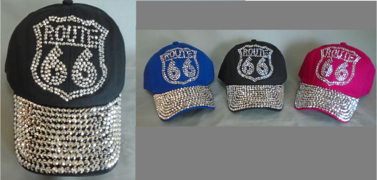 Route 66 Rhinestones Baseball Hats