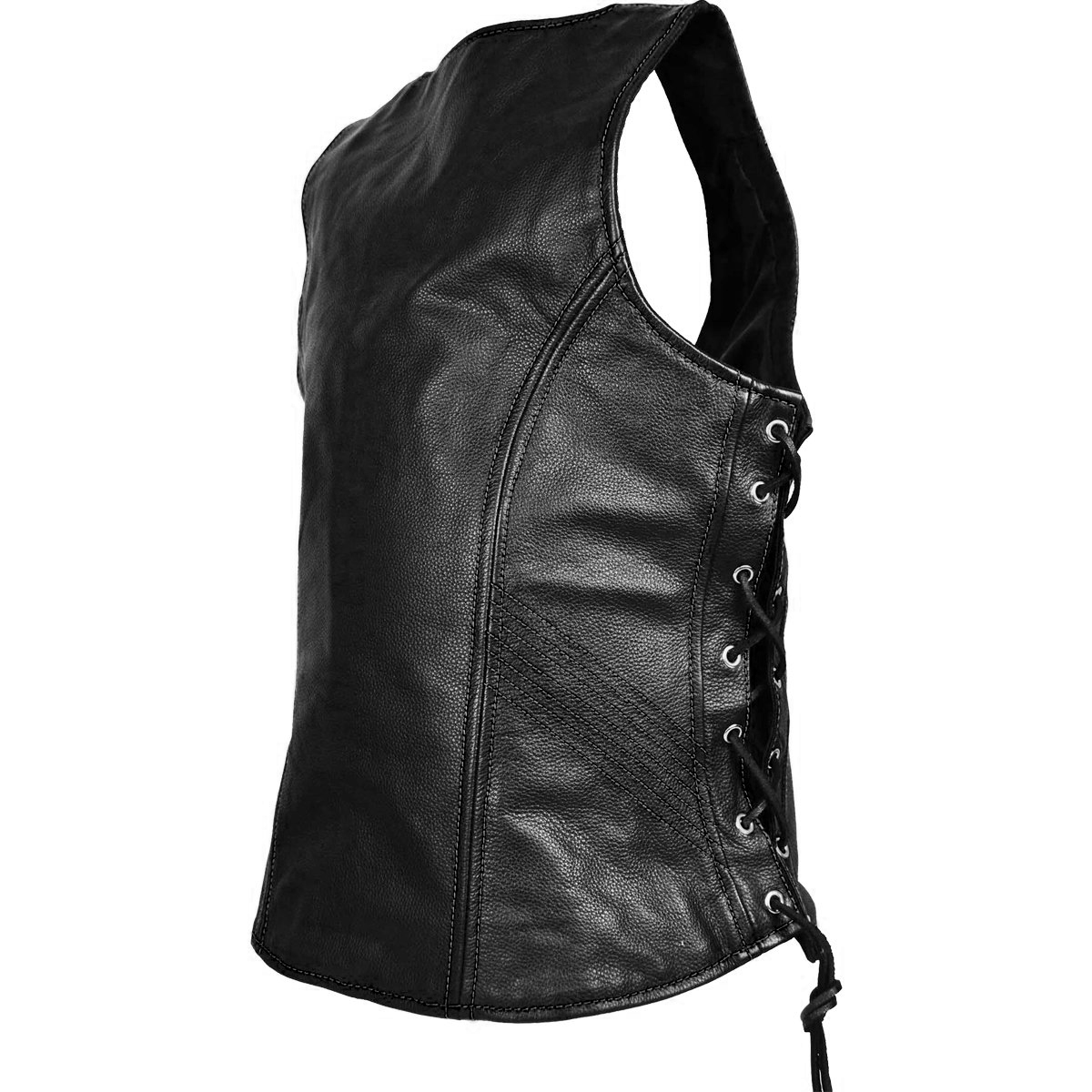 Ladies Lace Side Zipper Vest with Zippered Pockets