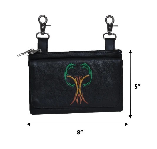 Leather Clip on Bag with Earth Sign Size