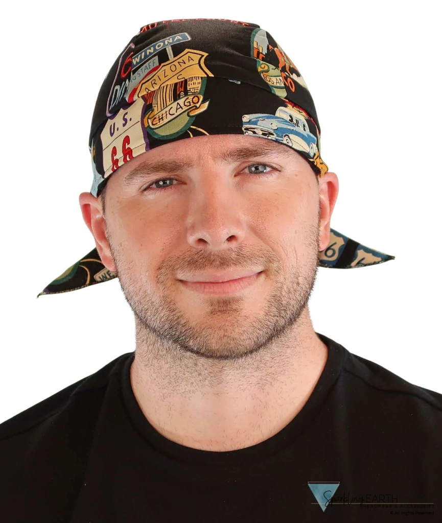 Classic Route 66 Black Skull Cap