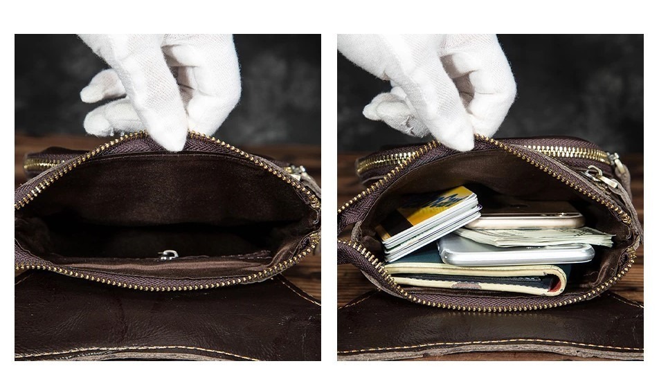 Leather Men's Waist Belt Pack inside