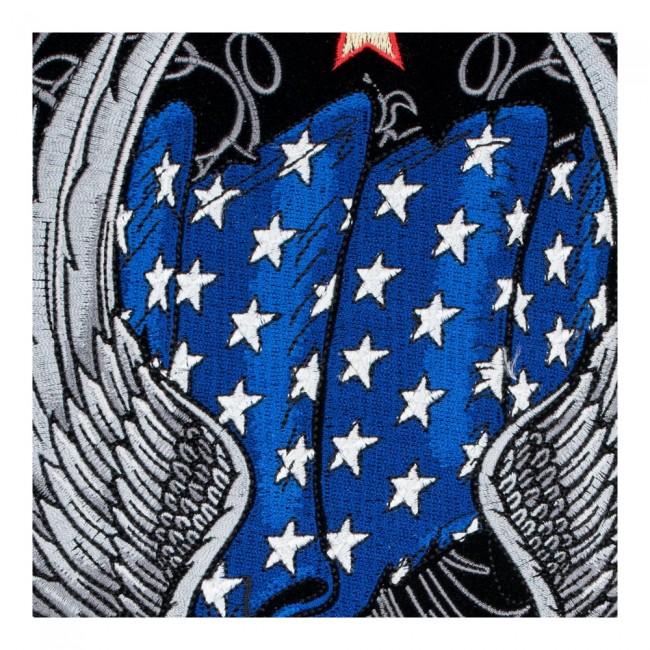 Silver Eagle & American Flag Ribbons Patch