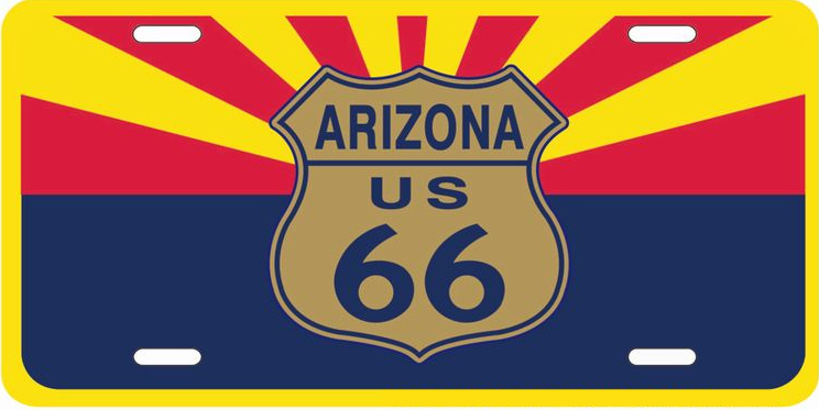 Arizona Route 66 State Flag License Plate