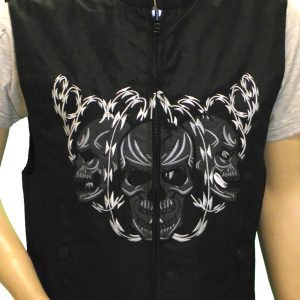 Men's Textile Vest with Reflective Skull