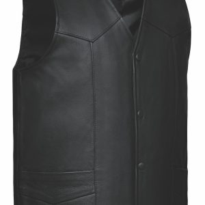 Men's Black Premium Conceal Carry Leather Vest with Plain Sides