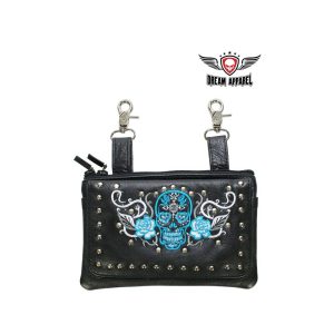 Studded Sugar Skull Leather Belt Bag