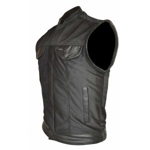 Heavy Duty Textile Club Vest with Leather Accents