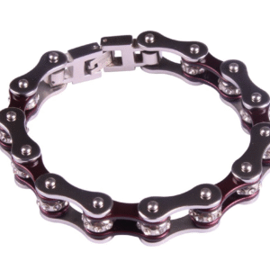 Chrome and Maroon Chain Bracelet