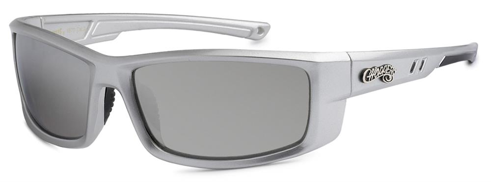 Choppers Men's Motorcycle Wrap Sunglasses silver mirror