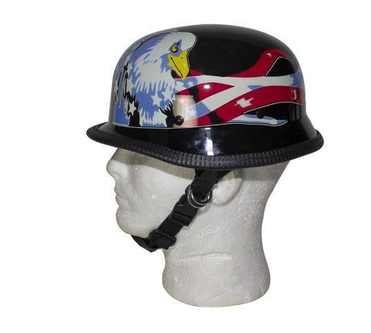 German Style Motorcycle Helmet with USA Flag & Double Eagle side