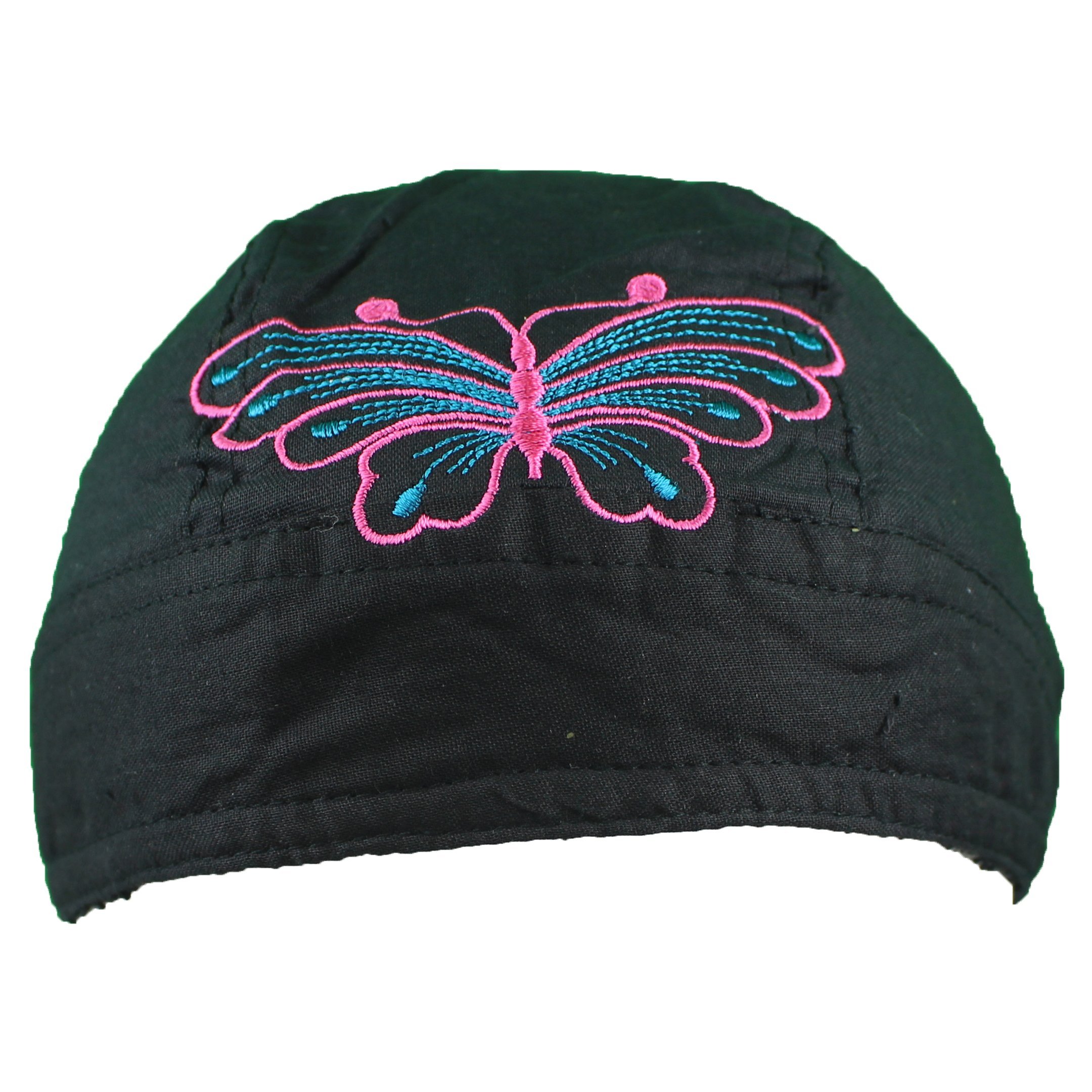Butterfly Doorag - Pink & Turquoise on Black side