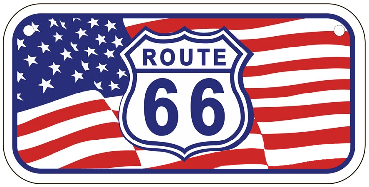 Route 66 with Flag Bike Tag