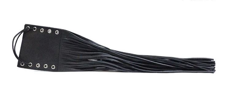 Black Motorcycle Naked Leather Handlebar Covers with Fringe