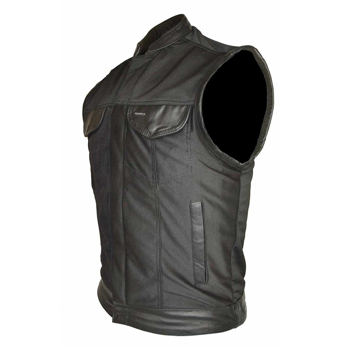 Heavy Duty Textile Club Vest with Leather Accents