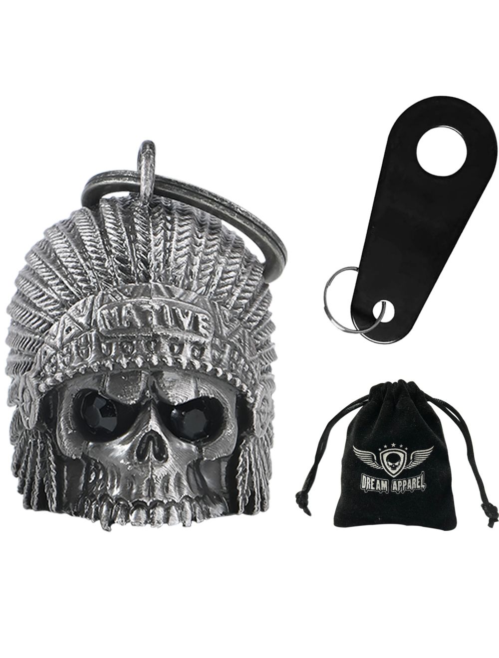 Black Eyed Native Skull Guardian Bell