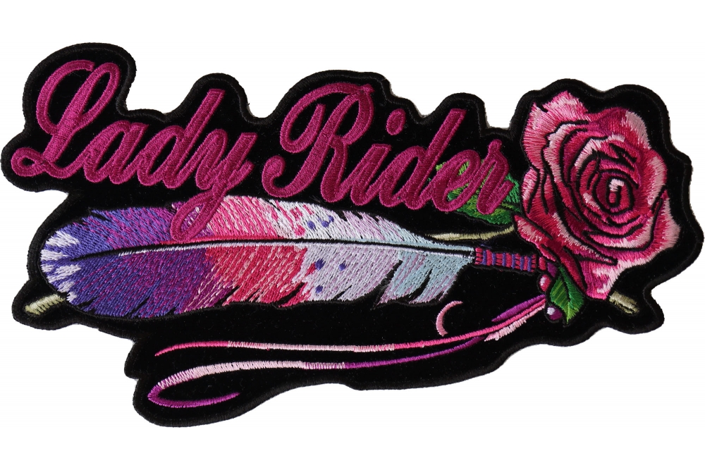 Lady Rider Pink Rose & Purple Feather Patch