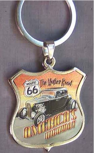 Route 66 Metal Key Chain - Classic Car