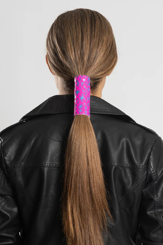 Fuchsia Cheetah Neoprene Pony Tail Holder