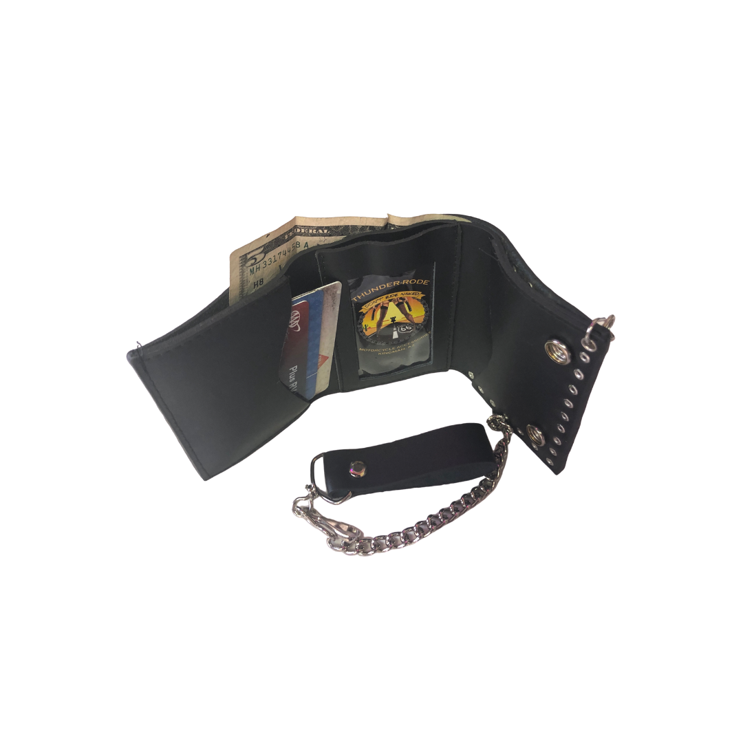 Rebel Flag Trifold Biker Wallet with Chain