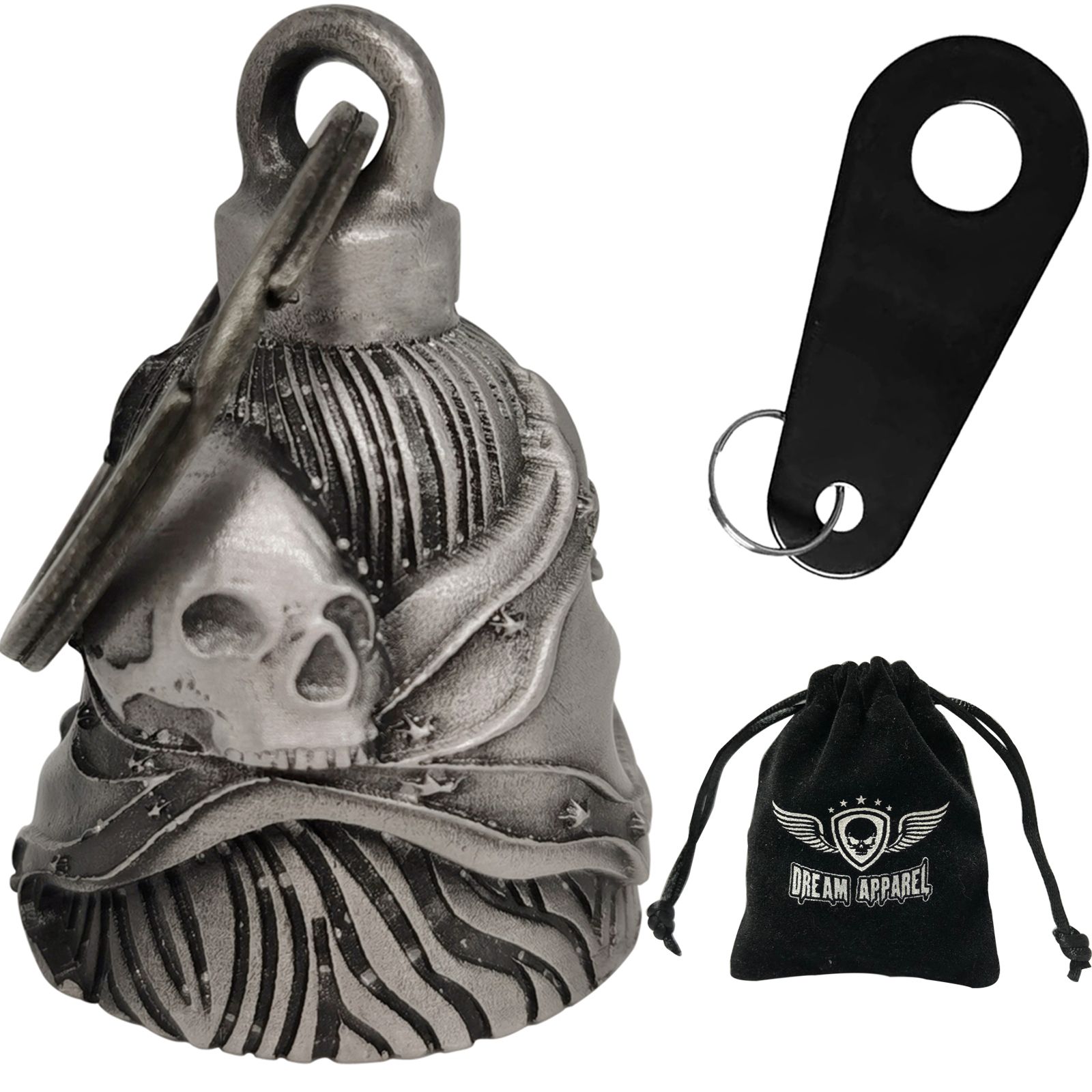 Skull Wavy Rebel Flag Motorcycle Bell