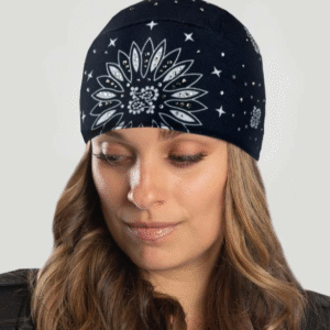 Black Paisley Full Head Wrap with Gems top