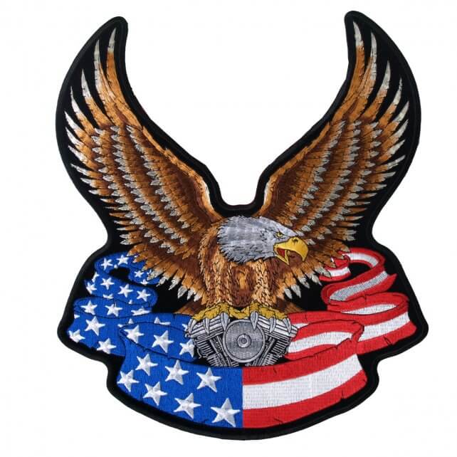 Eagle V-Twin American Flag Banner Patch
