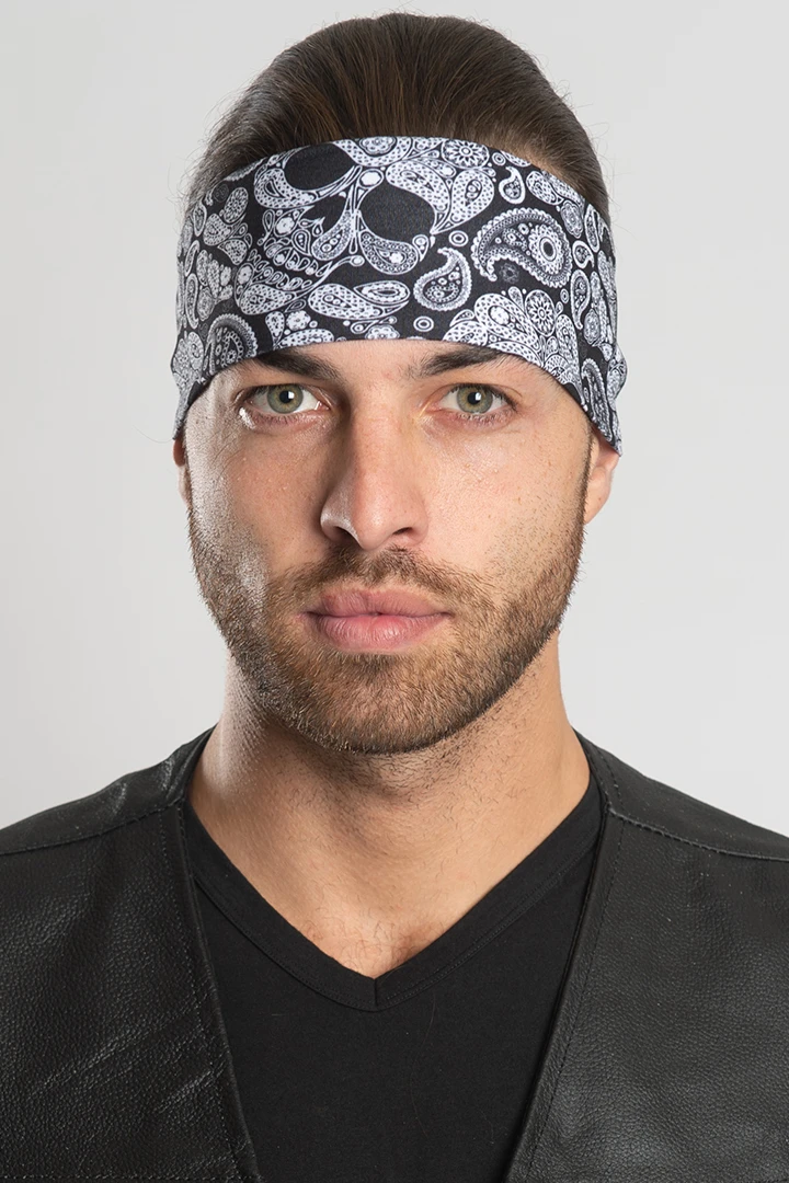 Black Skull Paisley Headband