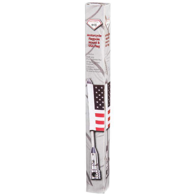 Diamond Plate™ Motorcycle Flagpole Mount and US Flag
