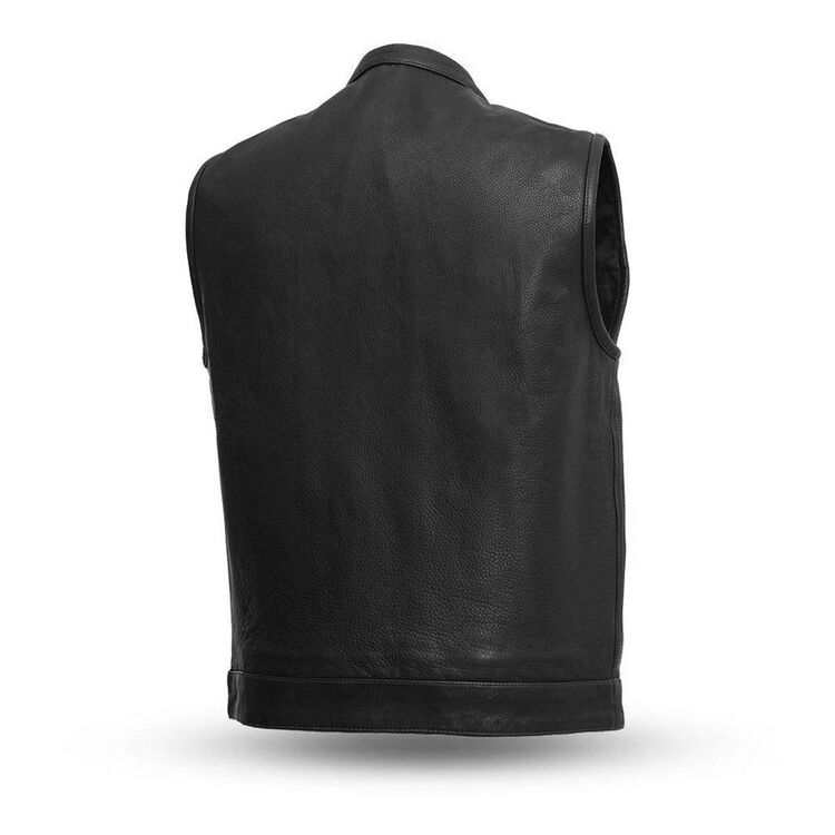 Born Free Men's Motorcycle Leather Vest Black Stitch